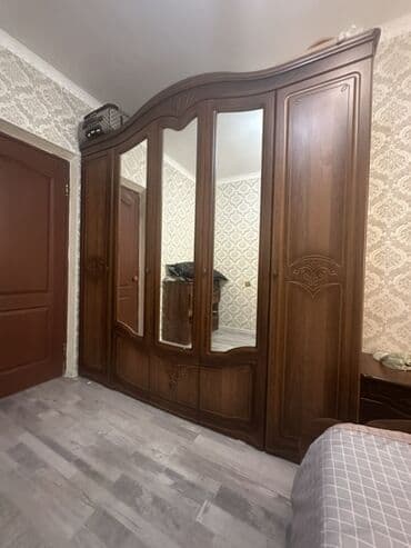 ош кресло: Уктоочу бөлмө гарнитуру, Эки кишилик керебет, Жыгач, түсү - Күрөң — 1