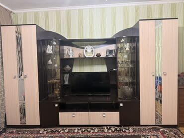 шкаф мдф: Гарнитур для зала, Б/у, Шкаф, МДФ, Самовывоз, цвет - Бежевый — 1