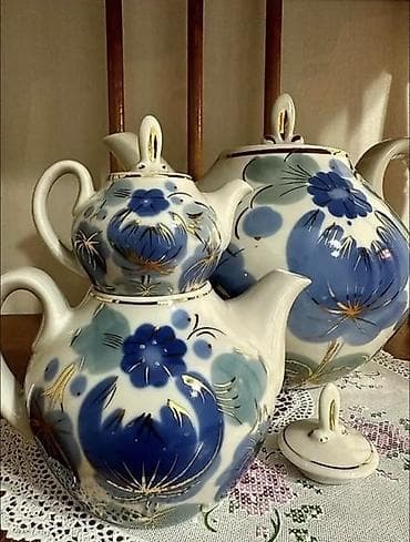 синий тазик: "Дружная семейка" чайников «Голубой цветок»: Папа - объем 3 л. — 1