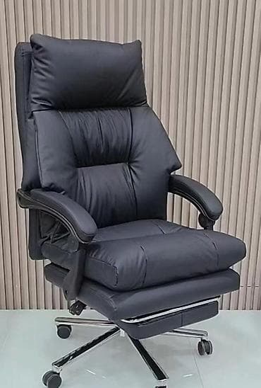 Офисное кресло, Новый, С колесиками, цвет - Черный, Экокожа, Самовывоз