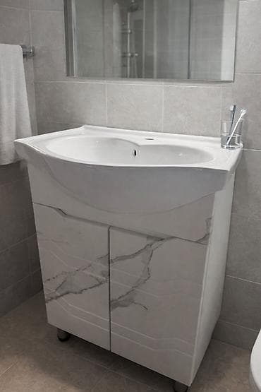 тумбочки для одежды: Тумба для ванны, Новый, С раковиной, ЛДСП, Платная доставка, цвет - Белый — 8