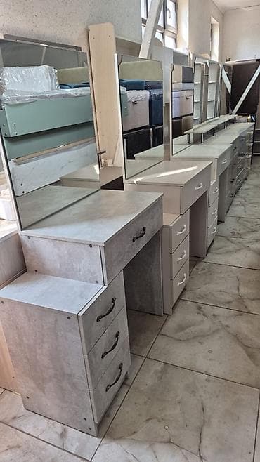 тумба для постели: Туалетный столик, Новый, С зеркалом, цвет - Бежевый, ЛДСП — 9