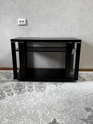 Тумба и подставка для телевизора, Напольная, ЛДСП, цвет - Черный at lalafo.kg Тумба и подставка для телевизора, Напольная, ЛДСП, цвет - Черный