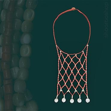 кораловые бусы: Натуральное коралловое этно-ожерелье, из натуральных цилиндрических — 5