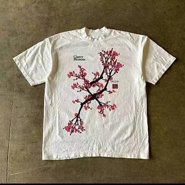 Футболка с принтом Cherry Blossom - Цвет: молочный/белый - Крой