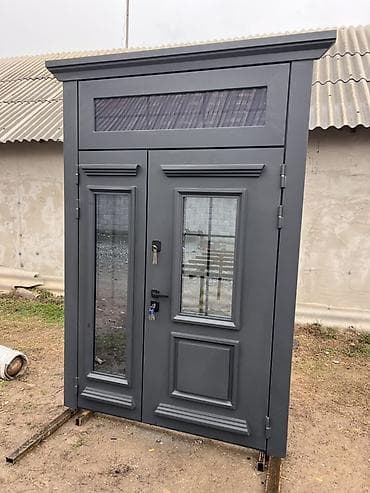 тиски слесарные маленькие: Двери для домов и квартир, Металлическая, Двухстворчатая, Кыргызстанская, цвет - Серый — 2