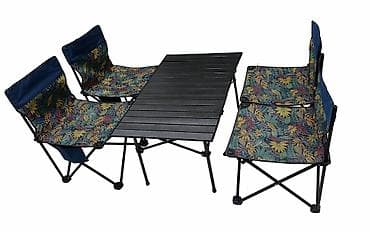 столик со стульями для пикника: Складной комплект для кемпинга: раскладной стол и 4 кресла, размещает — 1