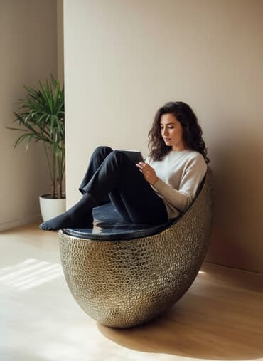 дизайнерское кресло: Дизайнерское кресло-капсула - Современная форма «яйцо» с плавной — 1