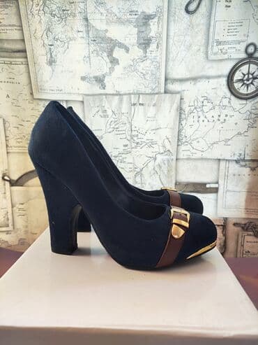 туфли замша искусственная: Туфельки замшевые! Каблук 11. 5 см, размер 36, цвет тёмно - синие — 1