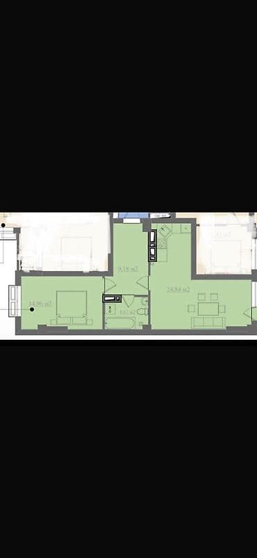 1 комната, 60 м², 3 этаж, ПСО (под самоотделку) — 5
