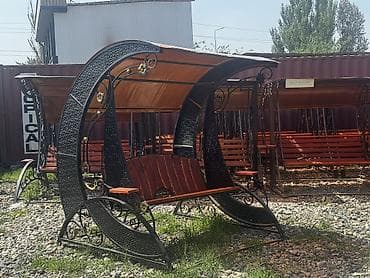 патина: Садовые качели Металл, Со спинкой, С крышей — 4