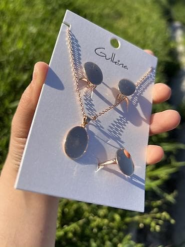 фурнитуру для бижутерии: Набор украшений Gulkina — колье, серьги и кольцо с овальными — 7