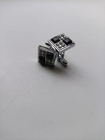 серебро продаю: Запонки мужские, квадратные, с инкрустацией - Форма: квадрат. - — 2