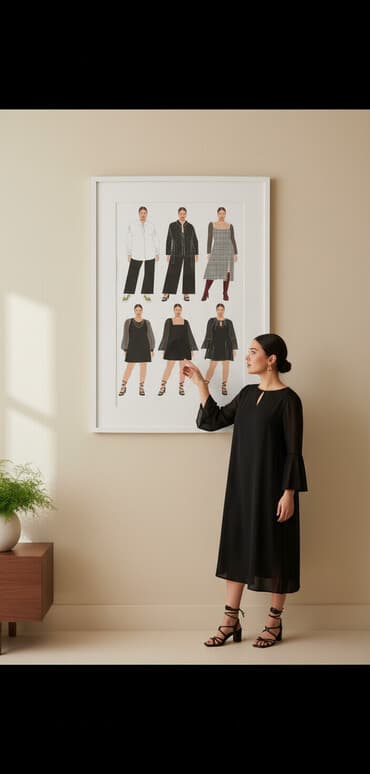 Рисую эскизы технический эскиз и техническое описание женской