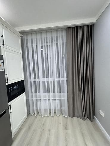 Комплект штор, Сатин, С тюлем в комплекте, Готовое изделие, Для кухни