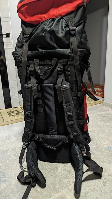 Спортивные сумки: Туристический рюкзак UREX 150 литров (черный/красный) ▪️Два объемных — 2