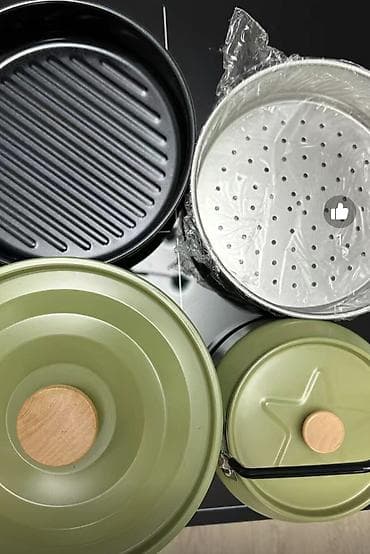 столы для кемпинга: Кемпинговый набор посуды 4-в-1, оливковый цвет Состав набора: - — 7