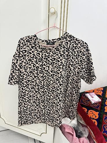 Личные вещи: Футболка JFH с леопардовым принтом - Цвет: бежевый фон с черным — 1