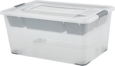 пластик яшик: Ящик для хранения Plast Team BERGEN, с лотком, 40л, 565х385х270 — 4