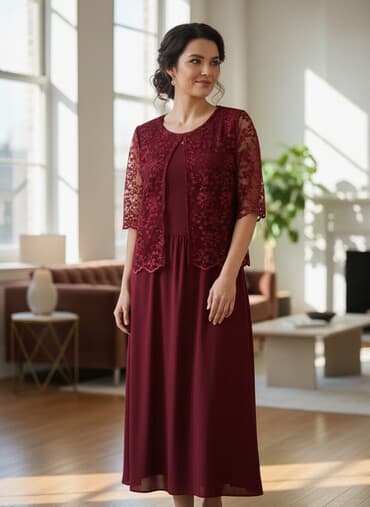 длинное бордовое платье: Вечернее платье, Короткая модель, Трикотаж, С рукавами, 5XL — 1