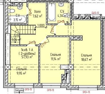 4 комнаты, 99 м², Элитка, 9 этаж, ПСО (под самоотделку) — 2