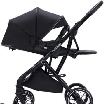 удобные коляски для новорожденных: Коляска, цвет - Черный, Б/у — 1