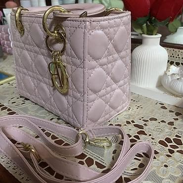 детские зонты: Сумка мини-формата в стиле Lady Dior, цвет нежно-розовый. Ношеное 2 — 3