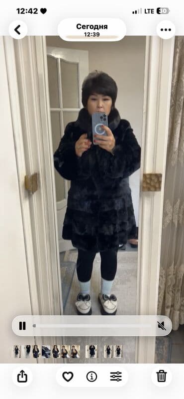 Шуба, Норка, Короткая модель, С капюшоном, Стандарт