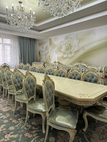 стол и четыре стула: Гарнитур для зала, Новый, Стол, Стул, МДФ, Самовывоз — 4