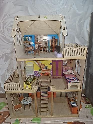 family village: Набор детских игрушек - Большой кукольный дом из фанеры — 1