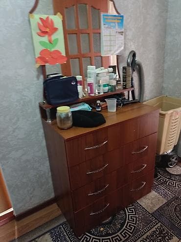 Туалетный столик, С зеркалом, цвет - Коричневый, ЛДСП