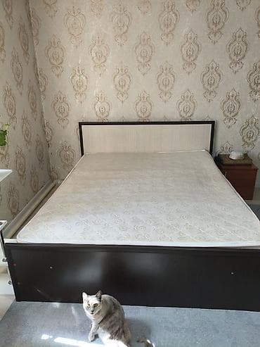 Лесо- и пиломатериалы: Двуспальная кровать, Б/у, С матрасом, длина - 200 см — 1