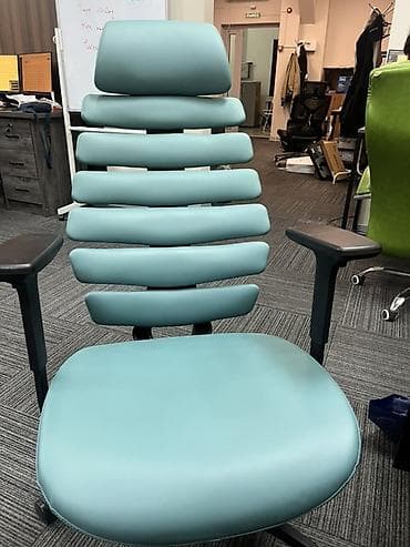 Офис креслолору: Офис креслолор, Жаңы, Дөңгөлөктүү, түсү - Көгүлтүр, Экокожа, Өзү алып кетүү, Акысыз жеткирүү — 3