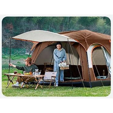 Үй жана бакча үчүн баардык: Семейная кемпинговая палатка с тамбуром и навесом - Вместимость: до — 9