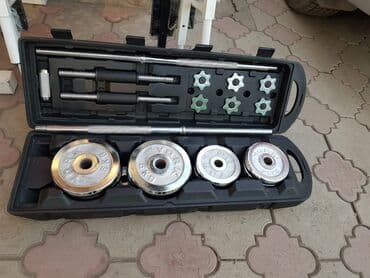 набор гантель в чемодане flexter: Гриф штанга + гантели 2в1 в кейсе общий вес 50 кг гриф — 1