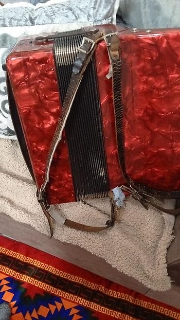 Баяны: Аккордеон (гармоника) с ремнями - Корпус из красного перламутрового — 2