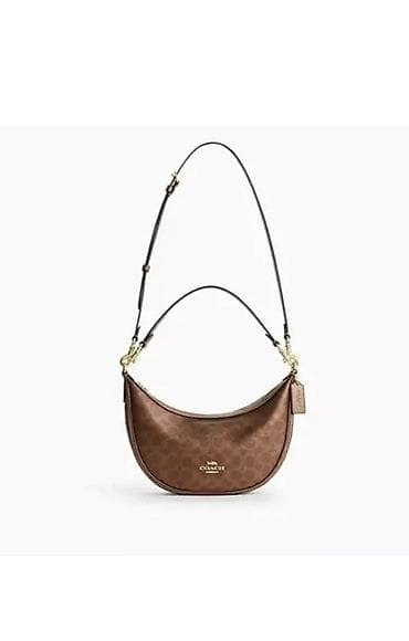american eagle: Сумка Coach Luna Shoulder Bag, коричневая, фирменный монограмный принт — 4