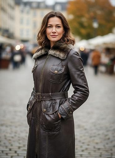 женские куртки адидас: Кожаная куртка, Натуральная кожа, С меховой отделкой, L — 1