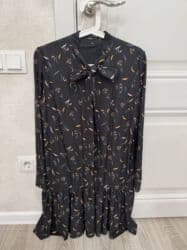 короткое трикотажное платье с длинным рукавом: Повседневное платье, Турция, Осень-весна, Короткая модель, Вискоза, M — 4