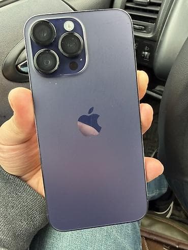 Apple iPhone: IPhone 14 Pro Max, Б/у, 128 ГБ, Deep Purple, Защитное стекло, Чехол, Кабель, 77 % — 1