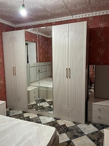 прикроватные тумбочки из экокожи: Спальный гарнитур, Б/у, Двуспальная кровать, Шкаф, Комод, Белоруссия, ДСП, Самовывоз, цвет - Бежевый — 7