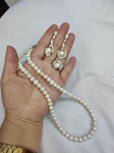 свадебные платья от производителя: Серебряный Комплект + Бусы жемчуг серебро напыление золото 925 пробы — 2