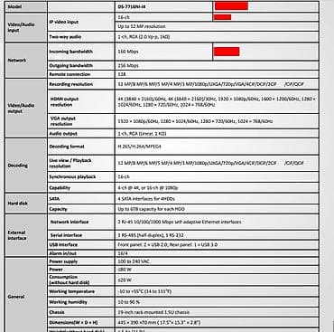Профессиональный NVR Хиквижн, модель DS-7716NI-I4. 2 LAN порта, 4 — 4