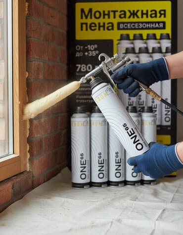 двухстороний скотч: Профессиональная монтажная пена 1000мл под пистолет всесезонная 65 с — 2