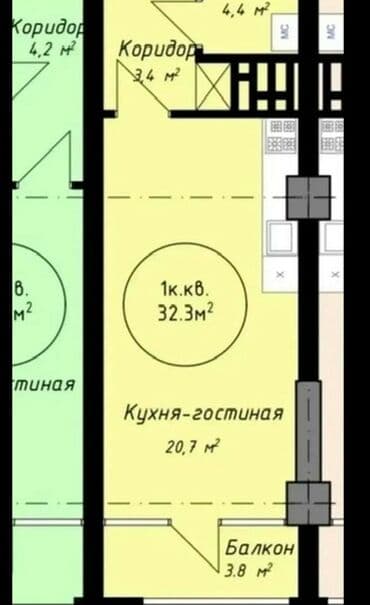 дом көлмө: 1 комната, 32 м², Индивидуалка, 2 этаж, ПСО (под самоотделку) — 3