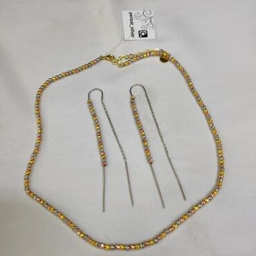 эксклюзивные свадебные пригласительные: Серебряный Колье+ серьги Италия Серебро напыление золото 925/ пробы — 1