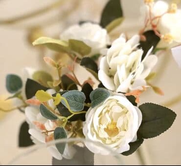 вазы декоративные: Искусственный букет кремовых цветов 30 шт - Состав: пышные розы и — 1