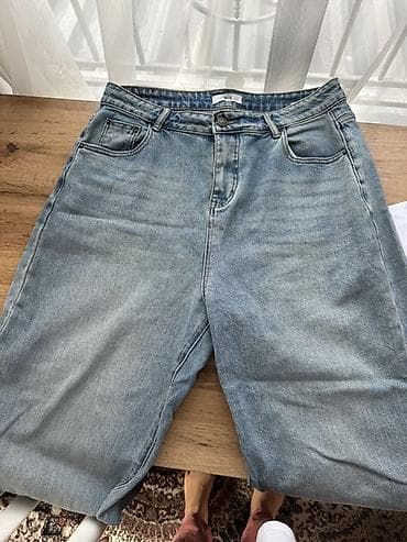 Джинсы: Джинсы из светло-голубого денима - Прямой крой, средняя посадка - — 3