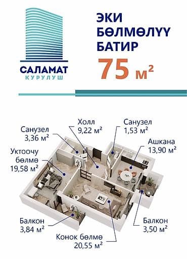 Новостройки от застройщика: 2 комнаты, 70 м² — 4