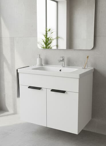 мойка шкаф для кухни: Тумба для ванны, С раковиной, цвет - Белый — 1